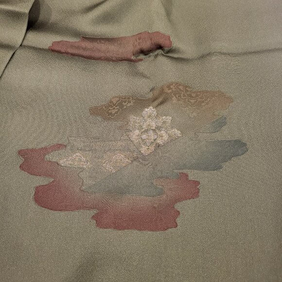 Vintage Silk Emerald Green Scarf by MatsuZakaya Japan Embroidered Silk - Picture 4 of 12